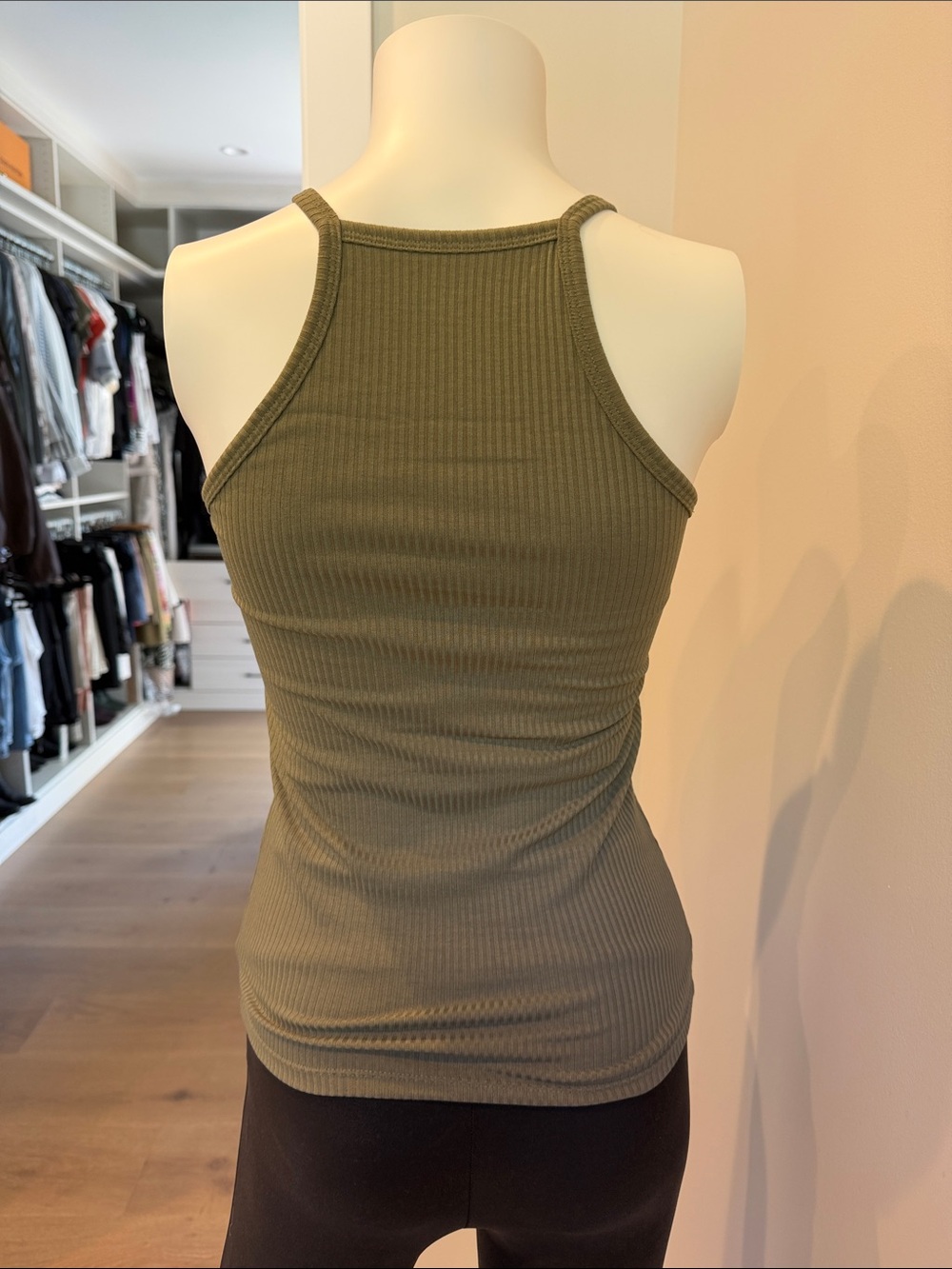 Klassy Network Olive Ribbed Halter Tank - Picture 2 of 4